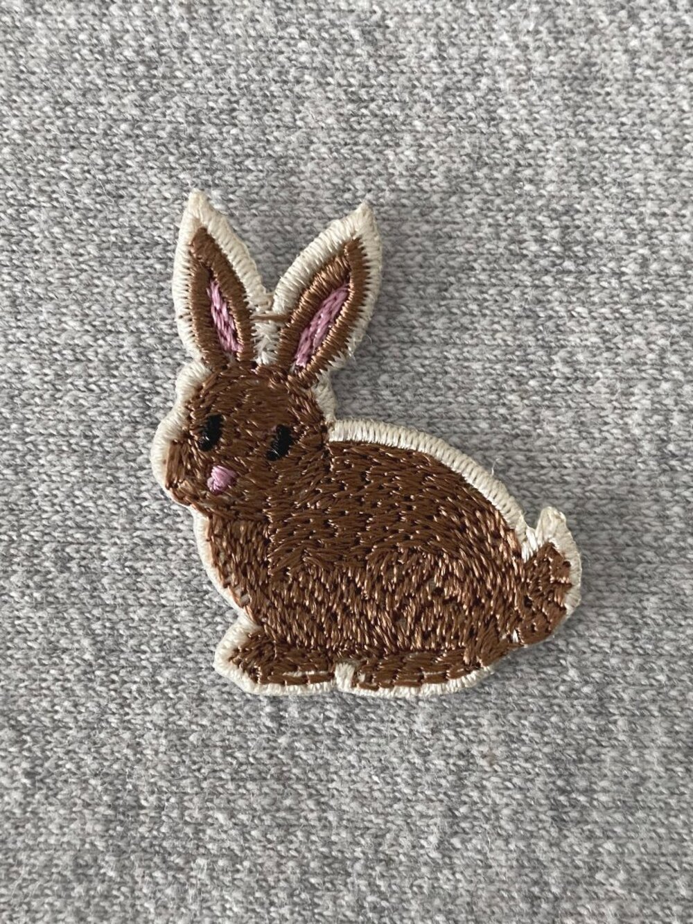 1 Embroidered Little Brown Bunny Iron-on Patch 3cm x 3.6cm